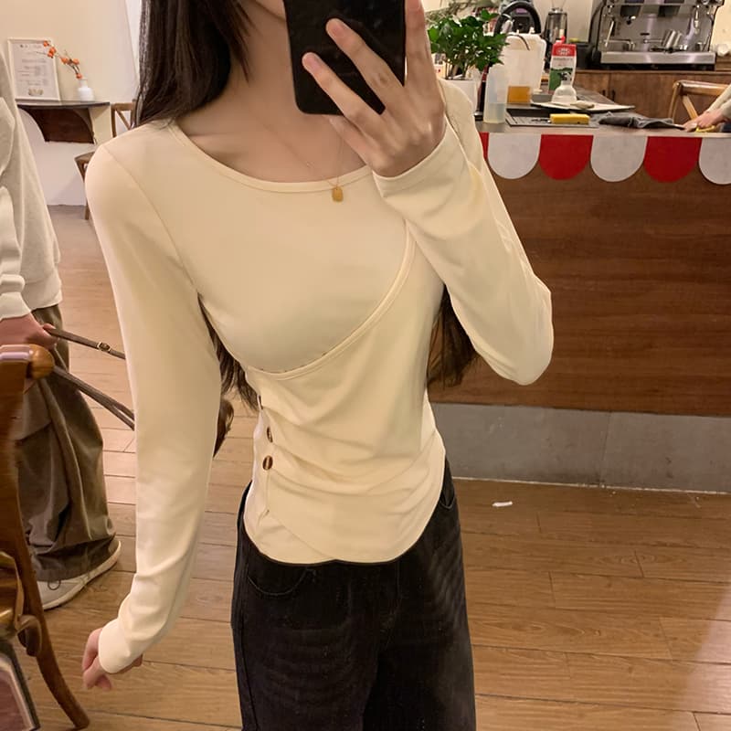 260 그램 모달 긴팔 티셔츠 여성 의류 봄 가을 겨울 기본 셔츠 인사이드 가져 가라. 불규칙 이미지 4
