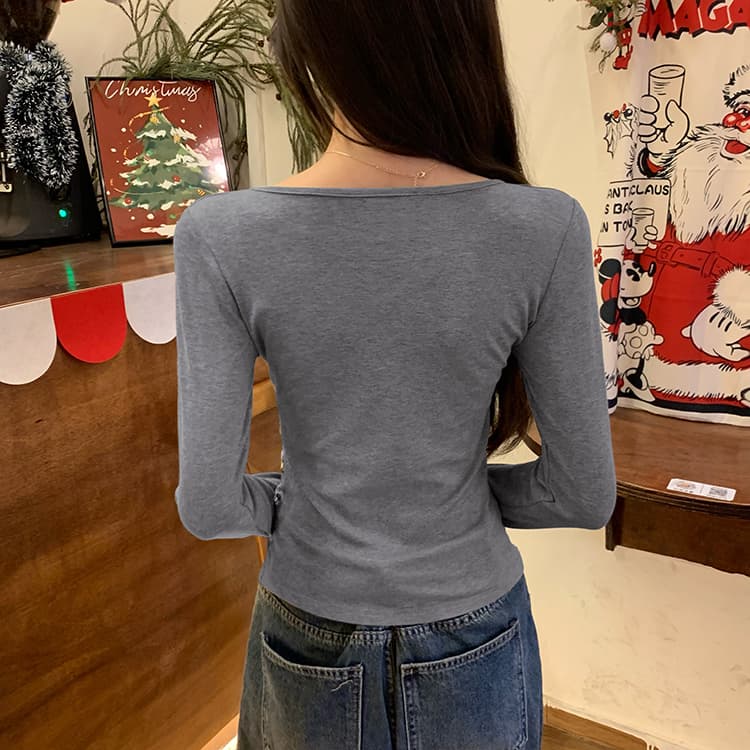 260 그램 모달 긴팔 티셔츠 여성 의류 봄 가을 겨울 기본 셔츠 인사이드 가져 가라. 불규칙 상세 이미지 15