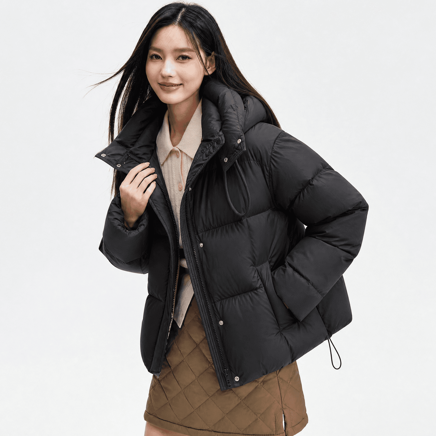 새로운 다운 재킷 여성 패션 다용도 패딩 재킷 보온 감기 예방 방풍 쇼트 스타일 후드 재킷 겨울 이미지 3