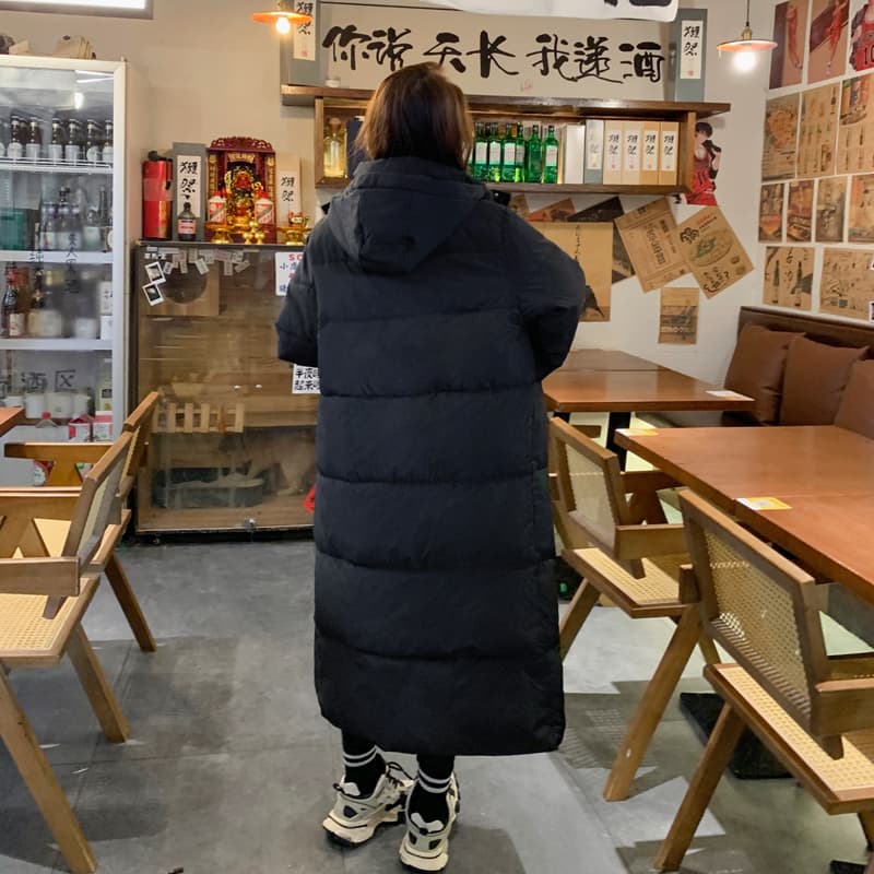 실사 미들 플레이 수 있습니다. 언 로딩 모자 롱 코트 면 의류 2024 겨울 새로운 루즈핏 두꺼운 빅 사이즈 커플 재킷 이미지 4
