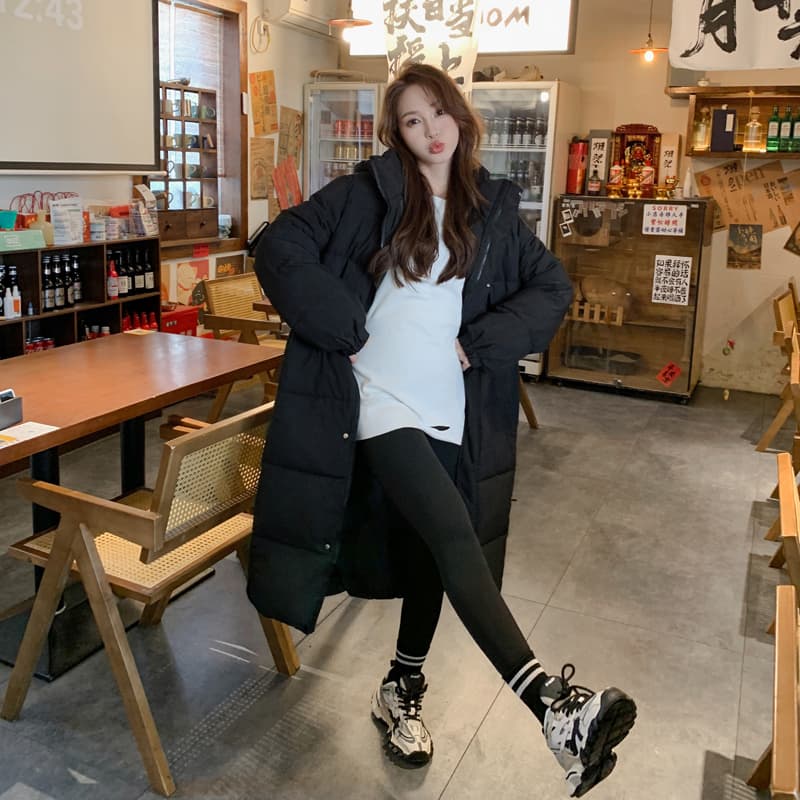 실사 미들 플레이 수 있습니다. 언 로딩 모자 롱 코트 면 의류 2024 겨울 새로운 루즈핏 두꺼운 빅 사이즈 커플 재킷 이미지 3