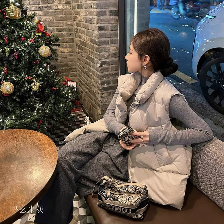 lilylikes 아래 면화 의류 작은 유럽 패키지 새로운 한국 스타일 루즈핏 스탠드 칼라 워싱 고급 빗질된 면 베스트 여성 코트