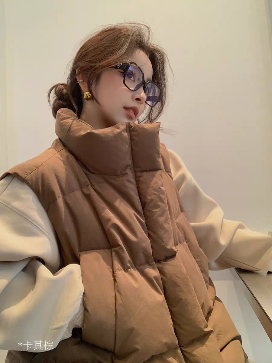 lilylikes 아래 면화 의류 작은 유럽 패키지 새로운 한국 스타일 루즈핏 스탠드 칼라 워싱 고급 빗질된 면 베스트 여성 코트 상세 이미지 2