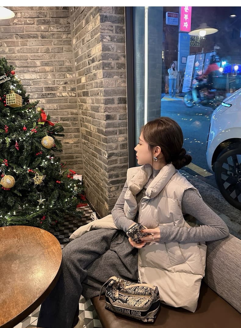lilylikes 아래 면화 의류 작은 유럽 패키지 새로운 한국 스타일 루즈핏 스탠드 칼라 워싱 고급 빗질된 면 베스트 여성 코트 상세 이미지 35