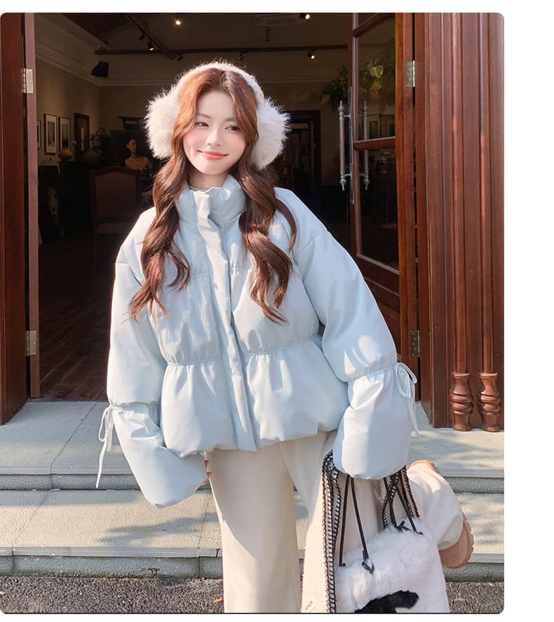 스탠드 칼라 파란색 버블 푸 다운 재킷 여성 겨울 쇼트 스타일 2026 새로운 작은 키 아래 면화 의류 패딩 재킷 두꺼움 재킷 상세 이미지 15