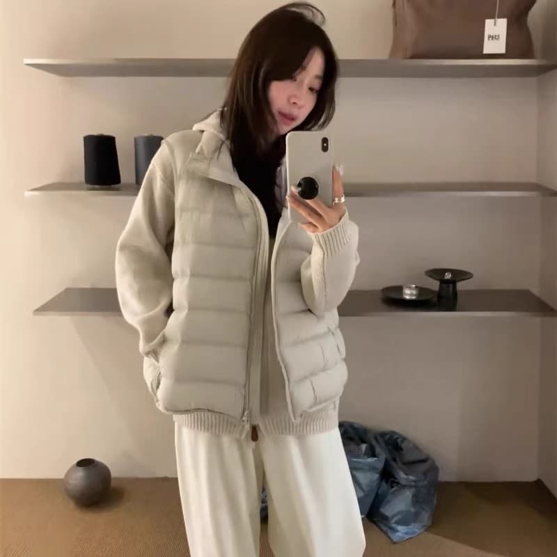 얇고 가벼운 우유 fu 쇼트 스타일 다운 재킷 여성 작은 키 스탠드 칼라 조끼 겨울 면 옷 한 부서 갈비 살 베스트 빵