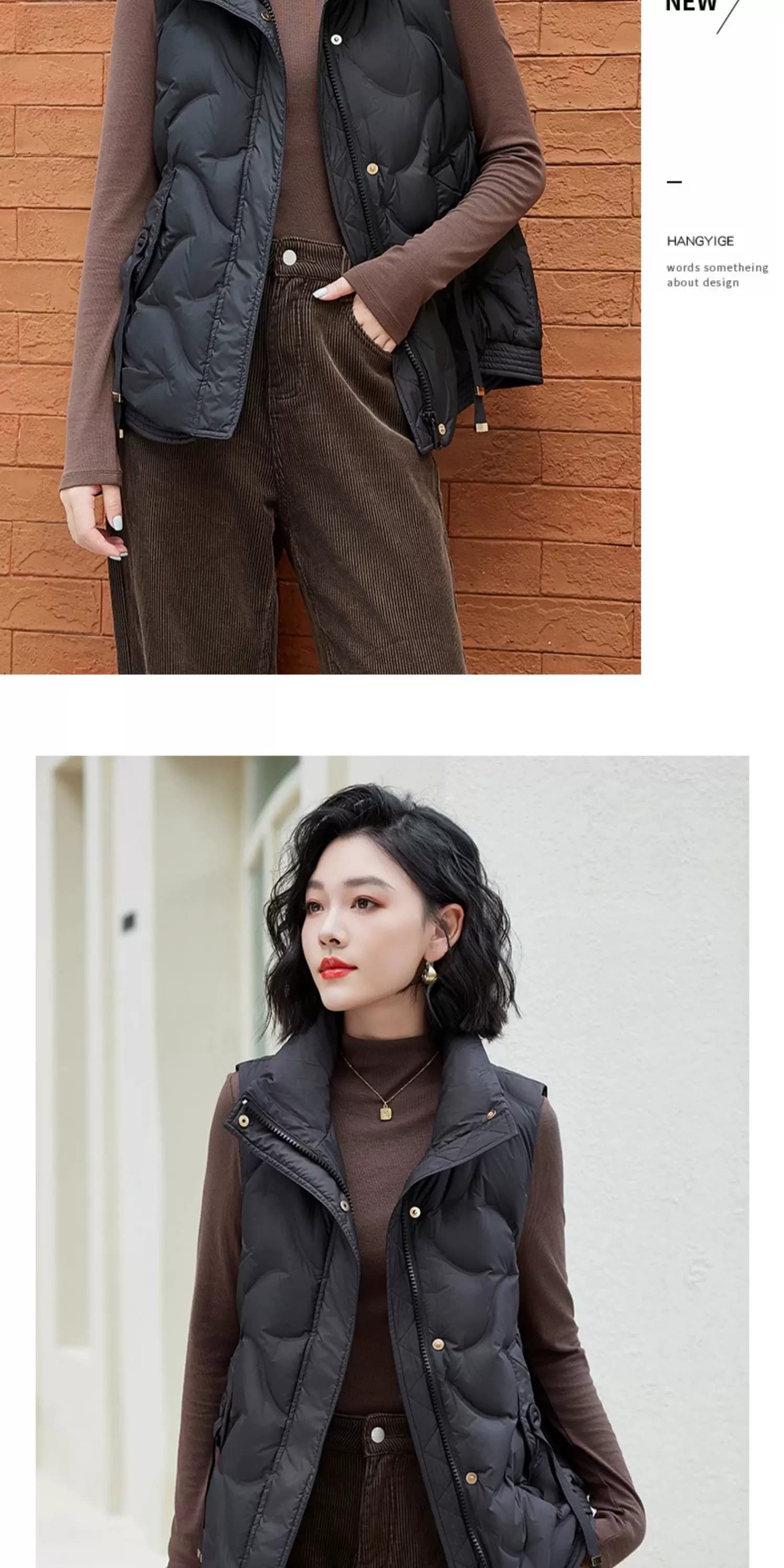 한국 chic 가을 겨울 새로운 베스트 다운 코트 여성 조끼 조끼 어깨 외출용 쇼트 스타일 재킷 상세 이미지 23