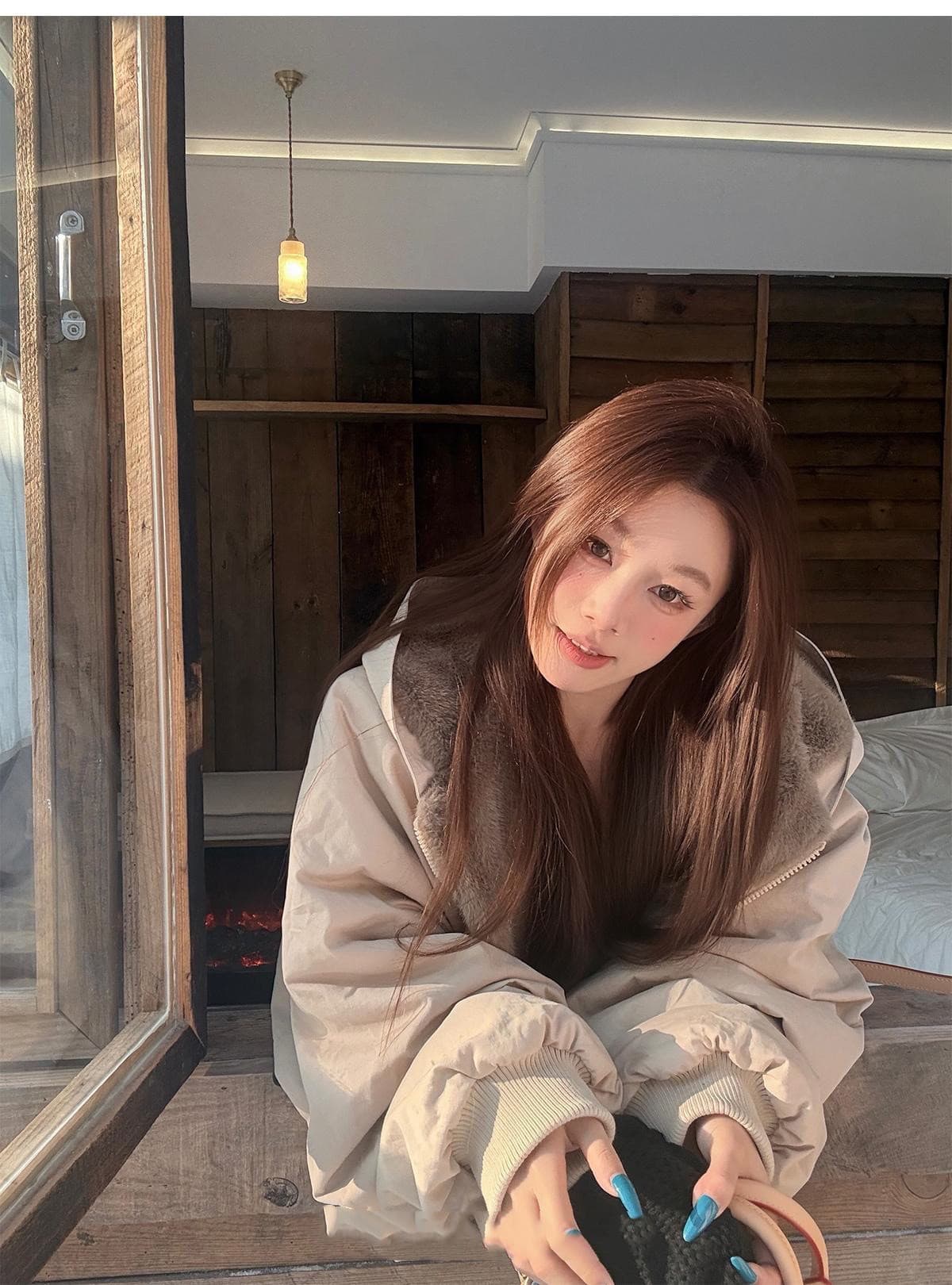 눈 국가 따뜻한 겨울 양면 착용 무거운 두꺼운 좌 산 조각 워싱 면 의류 재킷 재킷 수달 털 다용도 여성 상세 이미지 26