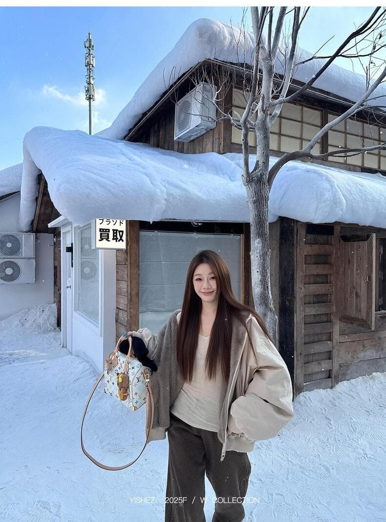 눈 국가 따뜻한 겨울 양면 착용 무거운 두꺼운 좌 산 조각 워싱 면 의류 재킷 재킷 수달 털 다용도 여성 상세 이미지 28