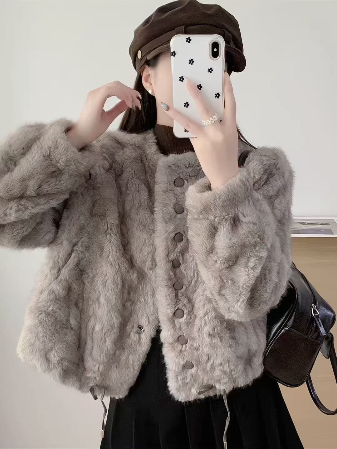 한 부서 도파민 부드러운 바람 고급 센스 핑크색 재킷 겨울 새로운 털이 많은 부드러운 찹쌀 보온 오픈 가디건 맨위 상세 이미지 2