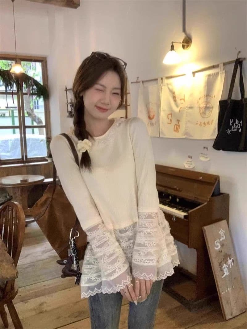 원본 솜씨 2026 불규칙 레이스 조각 기본 셔츠 드레스 스택 착용 여성 인사이드 가져 가라. 수 있습니다. 외출용 여성 상세 이미지 4