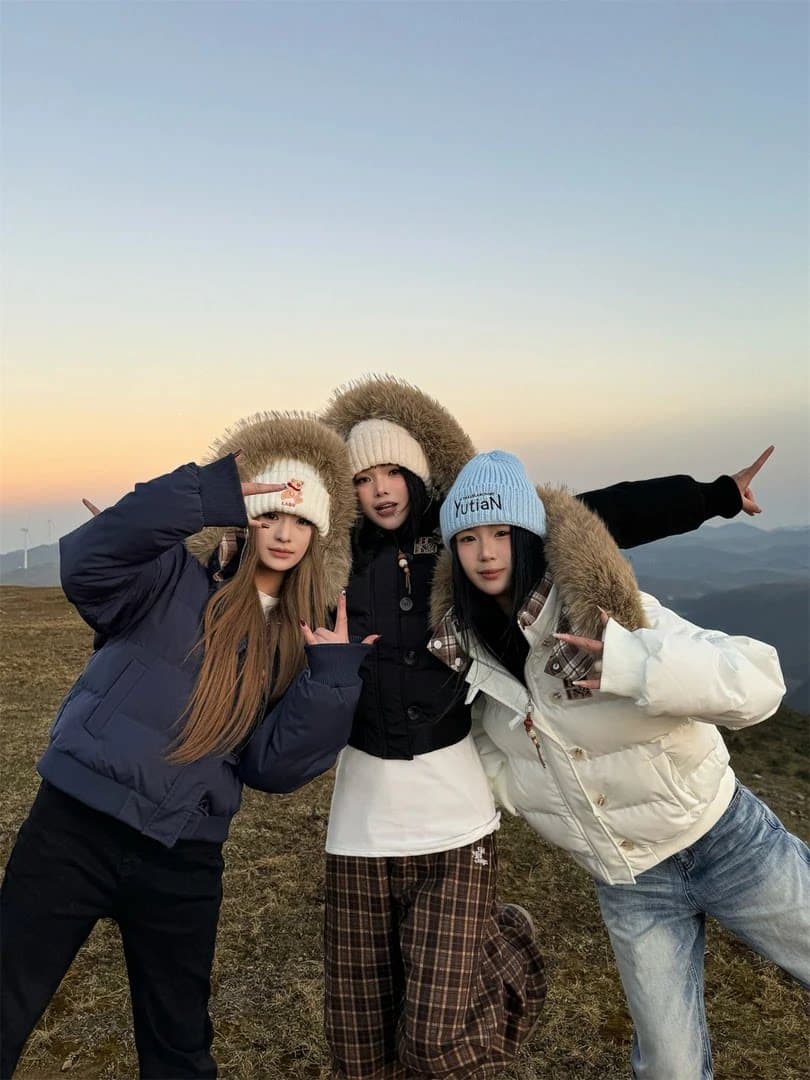 아메리칸 레트로 스타일 2026 겨울 새로운 아래 면화 의류 여성 짧은 한 부서 학원 스타일 슬림해 보이는 면 옷 상세 이미지 1