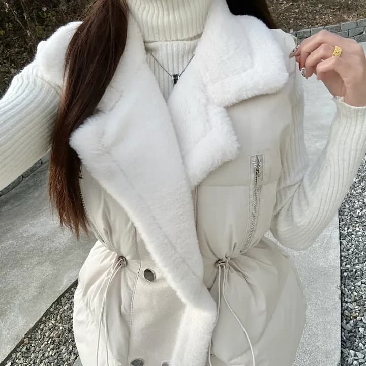 양털 패치워크 다운 코튼 베스트 여성 겨울 새로운 폭발 루즈핏 두꺼운 조끼 조끼 자켓 상세 이미지 9