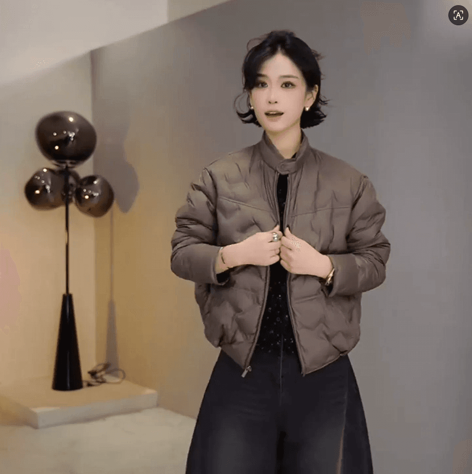 균열 십자가 발표하다 발표하다 눈 경계 마이크로 지방 빅 사이즈 여성 겨울 다용도 슬림해 보이는 스탠드 칼라 경량 아래 면화 의류 이미지 2