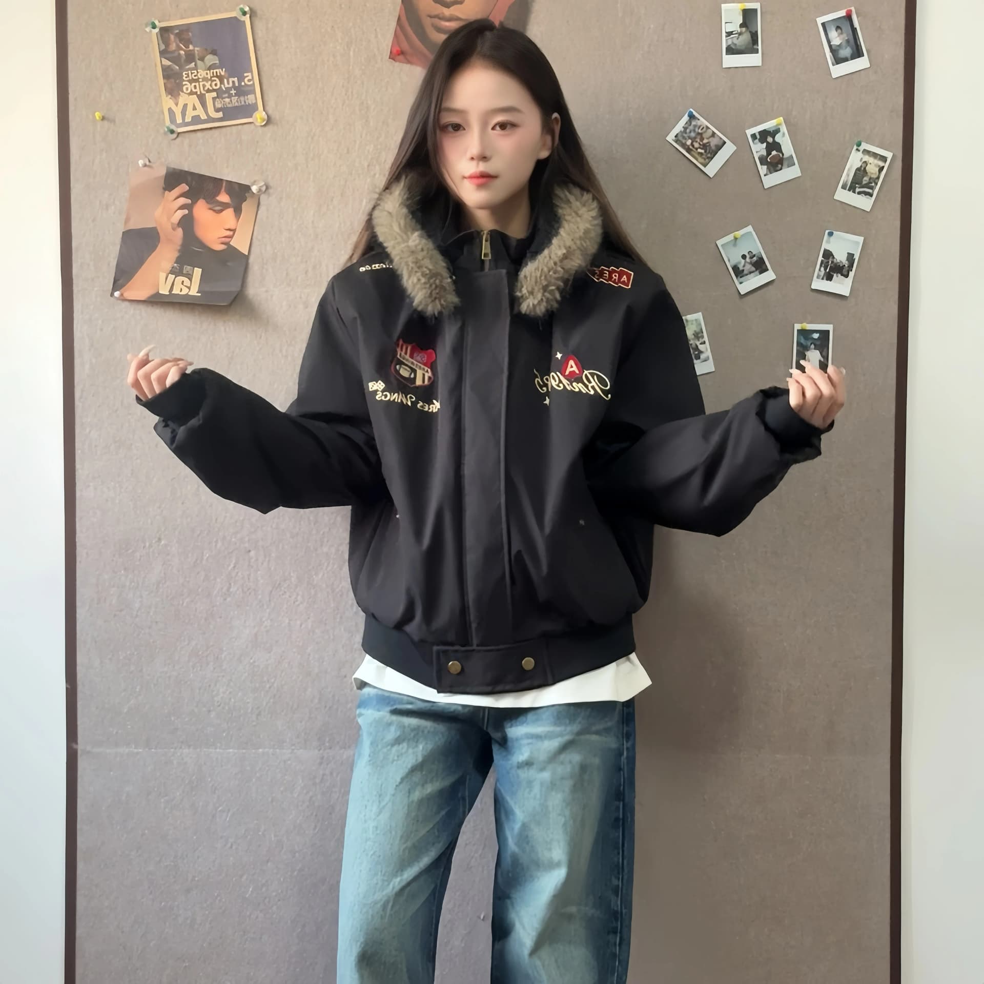 아메리칸 레트로 플라잉 재킷 좌 산 조각 자수 야구 유니폼 2026 남녀 커플 겨울 재킷 트렌디 이미지 2