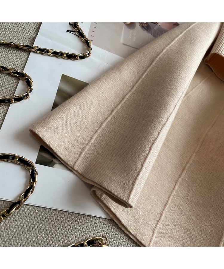 작은 샤넬 스타일 부드러운 연령 감소 심장 기계 V넥 하이웨이스트 니트 원피스 가을 겨울 새로운 빛 럭셔리 고급 센스 한 마디 여성 드레스 상세 이미지 23