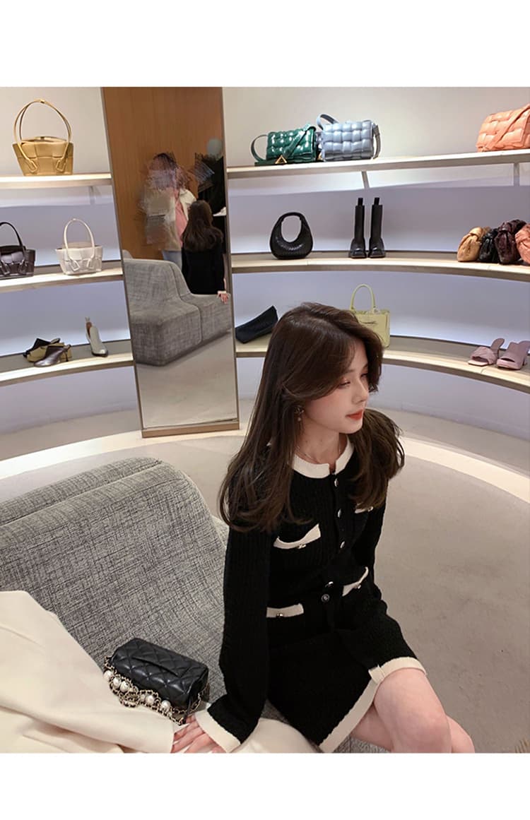 작은 샤넬 스타일 프랑스식 품격 명문 여성 니트 드레스 가을 의상 새로운 외국 가스 빛 럭셔리 고급 센스 작은 검은 드레스 아이들 상세 이미지 15