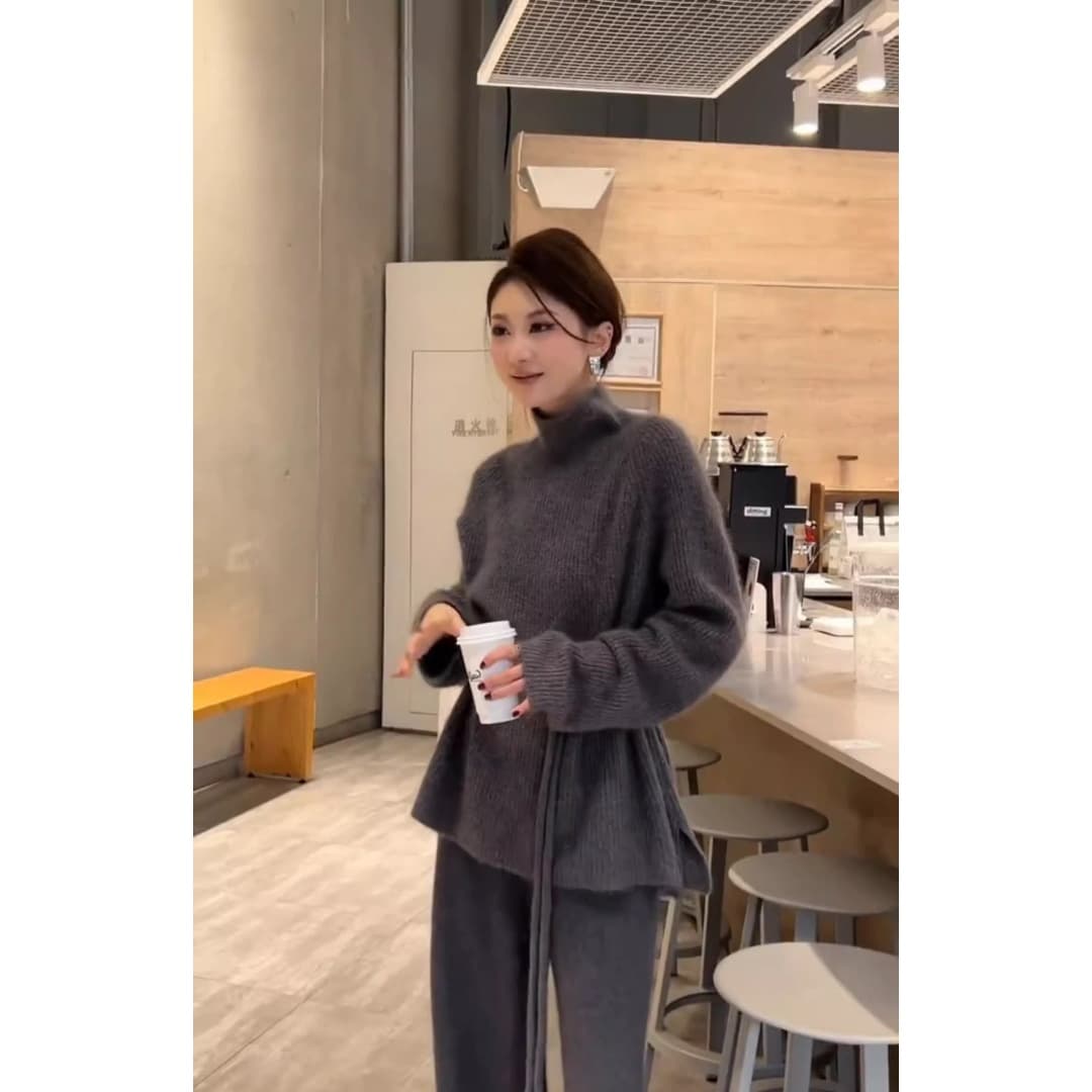 가을 의상 코디 전체 집합 외국 가스 패션 로얄 자매 고급 센스 품격 명문 여성 한국 드라마 작은 샤넬 스타일 스웨터 세트 바지 이미지 5