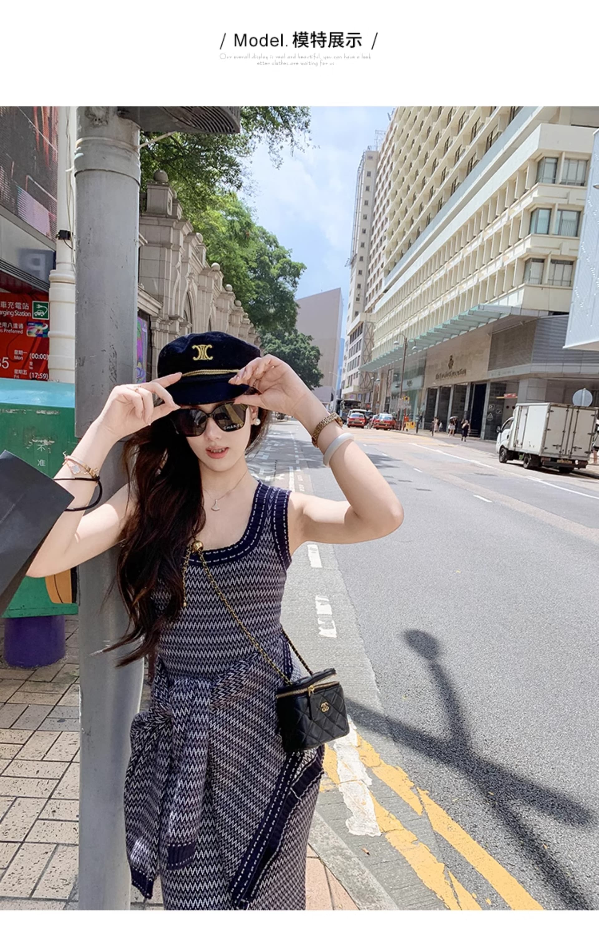 작은 샤넬 스타일 튀김 거리 니트 드레스 두 조각 여성 세트 가을 새로운 새로운 핫걸 오픈 가디건 조끼 세트 드레스 상세 이미지 22