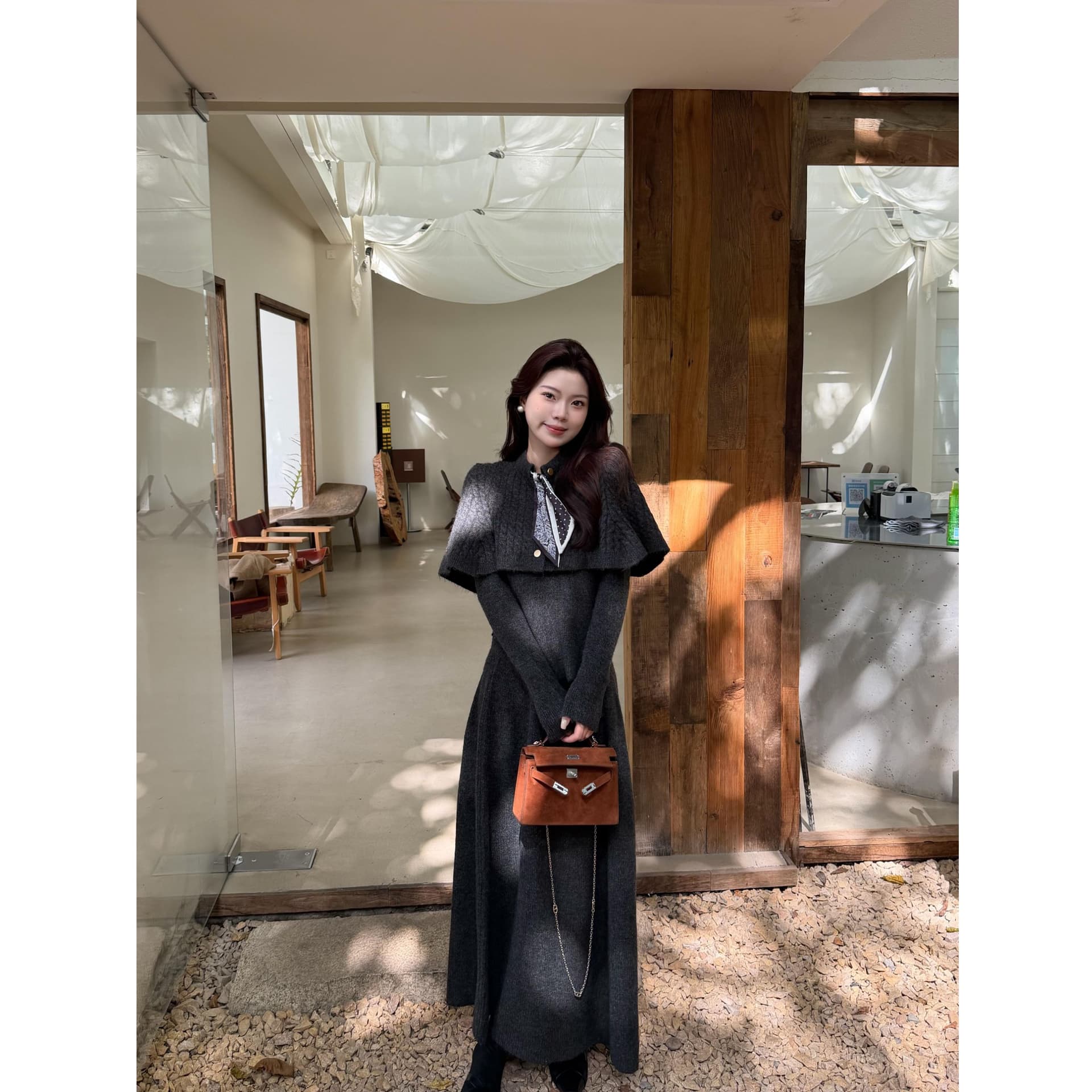 패션 프랑스식 지성 부드러운 바람 세트 2026 가을 겨울 새로운 니트 3종 세트 레트로 세련된 슬림해 보이는 여성