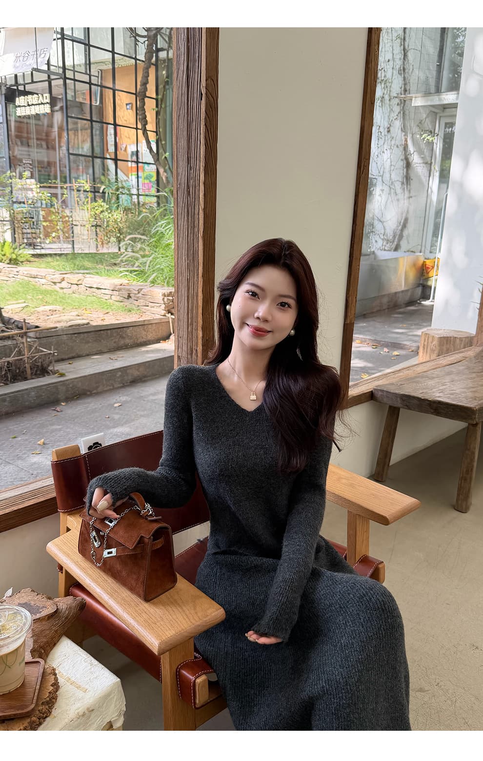 패션 프랑스식 지성 부드러운 바람 세트 2026 가을 겨울 새로운 니트 3종 세트 레트로 세련된 슬림해 보이는 여성 상세 이미지 17