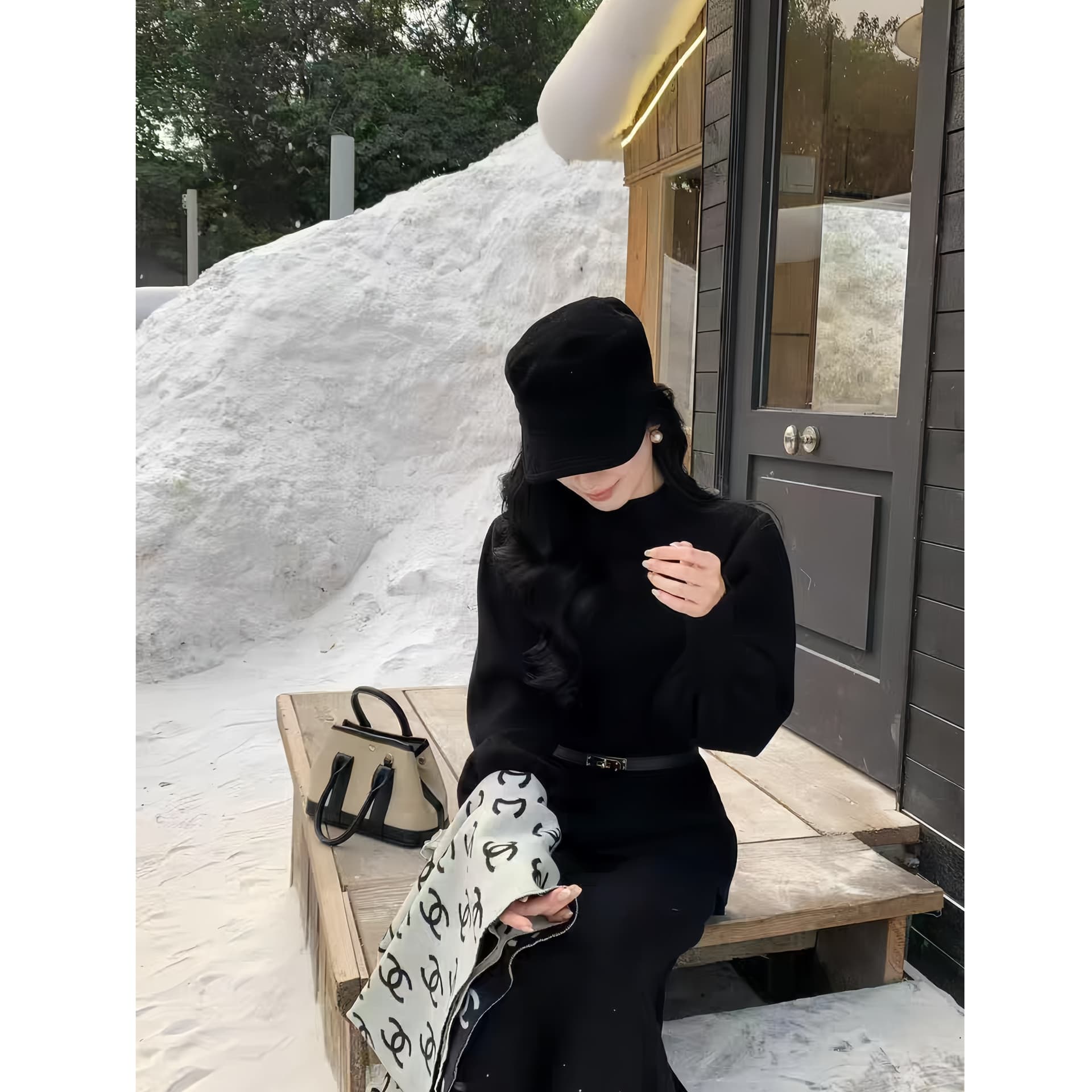 프랑스식 우아함 세트 가을 겨울 새로운 여성 투피스 세트 세련된 오래된 돈 바람 니트 세트 롱 스커트 지성 부드러운 바람 이미지 2