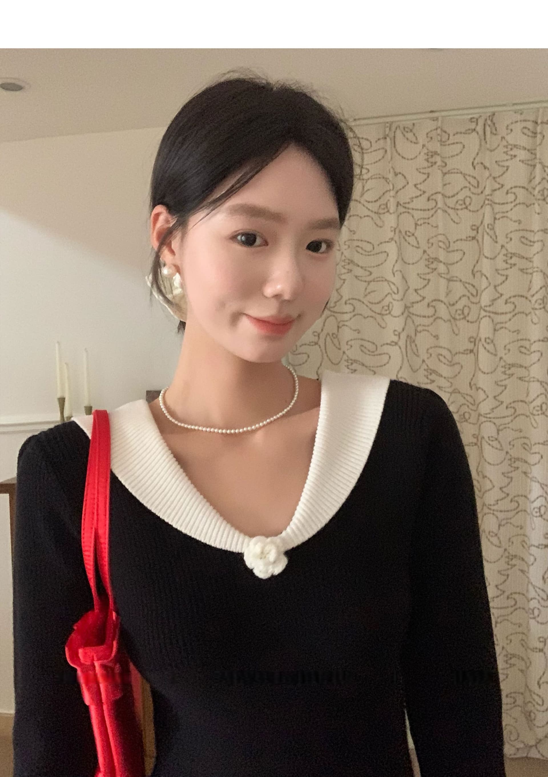 부드러운 바람 패션 드레스 가을 겨울 새로운 V넥 동백 나무 니트 롱 스커트 디자인 센스 슬림해 보이는 일상 착용 가져 가라. 상세 이미지 18