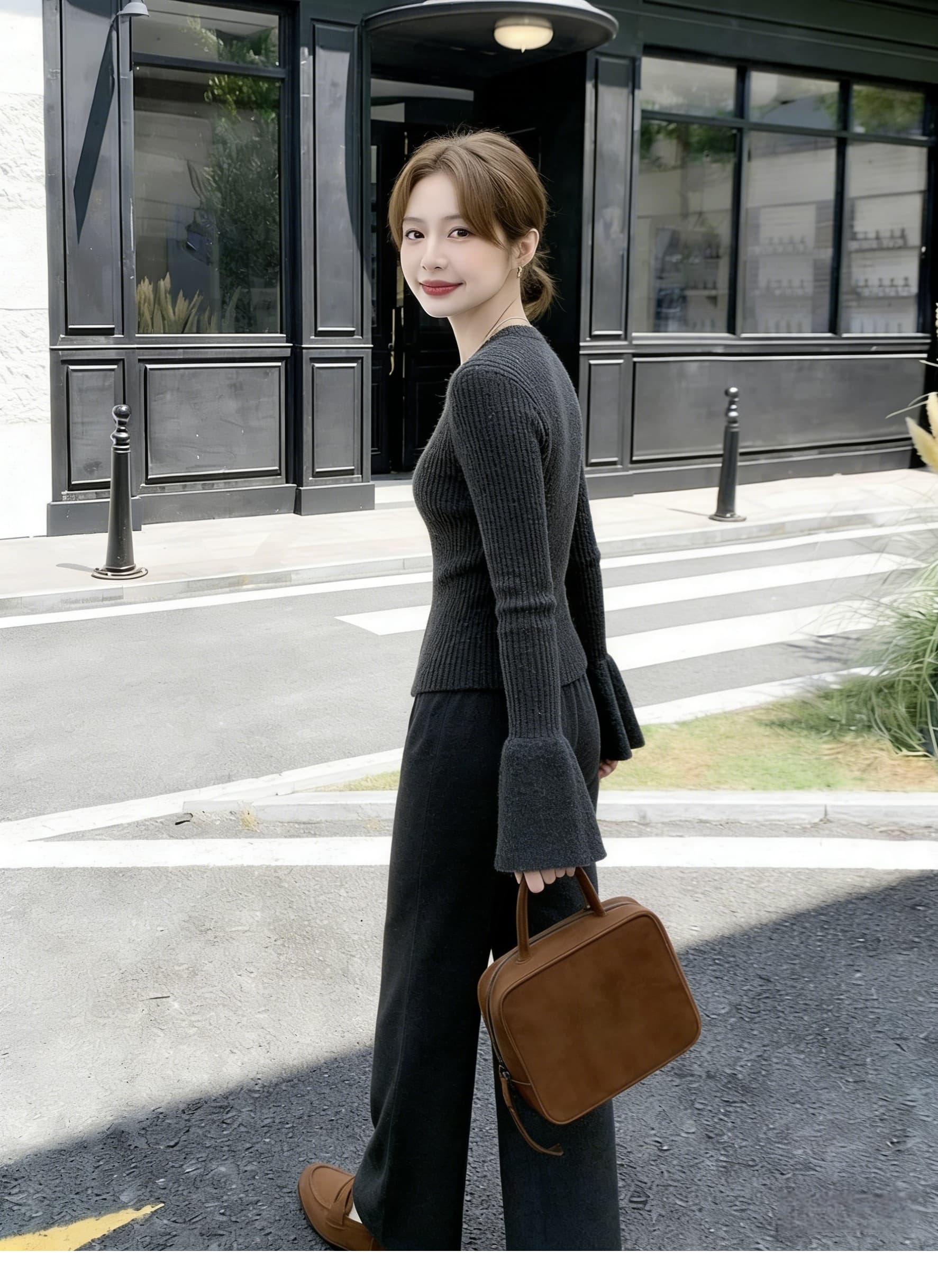 유럽식 캐주얼 레트로 느슨함 바람 패션 착용 가져 가라. 2026 년 봄 새로운 몸매 가꾸기 슬림해 보이는 니트 투피스 세트 상세 이미지 12