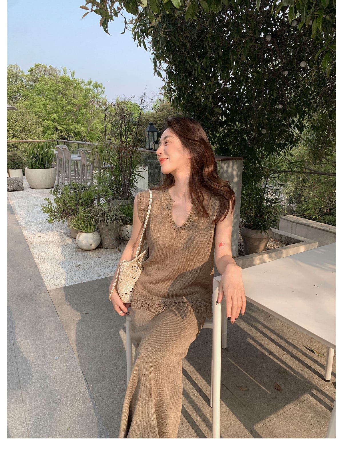 보헤미안 휴가 디자인 센스 술 조끼 세트 여름 새로운 품격 작은 샤넬 스타일 반신 스커트 투피스 세트 상세 이미지 27