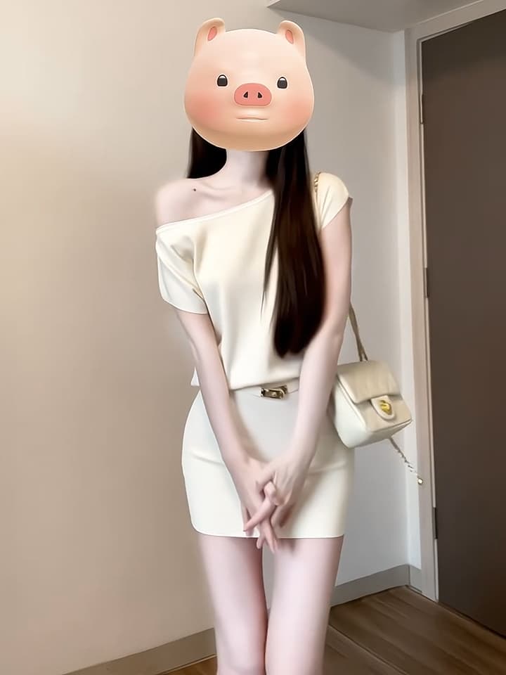 순수한 욕망 바람 허리 수축 슬림해 보이는 타이트 스커트 미니 스커트 품격 오프숄더 치마 여성 여름 섹션 핫걸 튀김 거리 비스듬한 어깨 니트 드레스 이미지 2