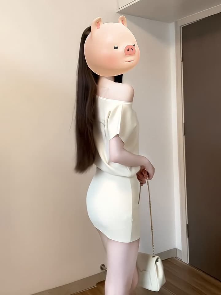 순수한 욕망 바람 허리 수축 슬림해 보이는 타이트 스커트 미니 스커트 품격 오프숄더 치마 여성 여름 섹션 핫걸 튀김 거리 비스듬한 어깨 니트 드레스 상세 이미지 5