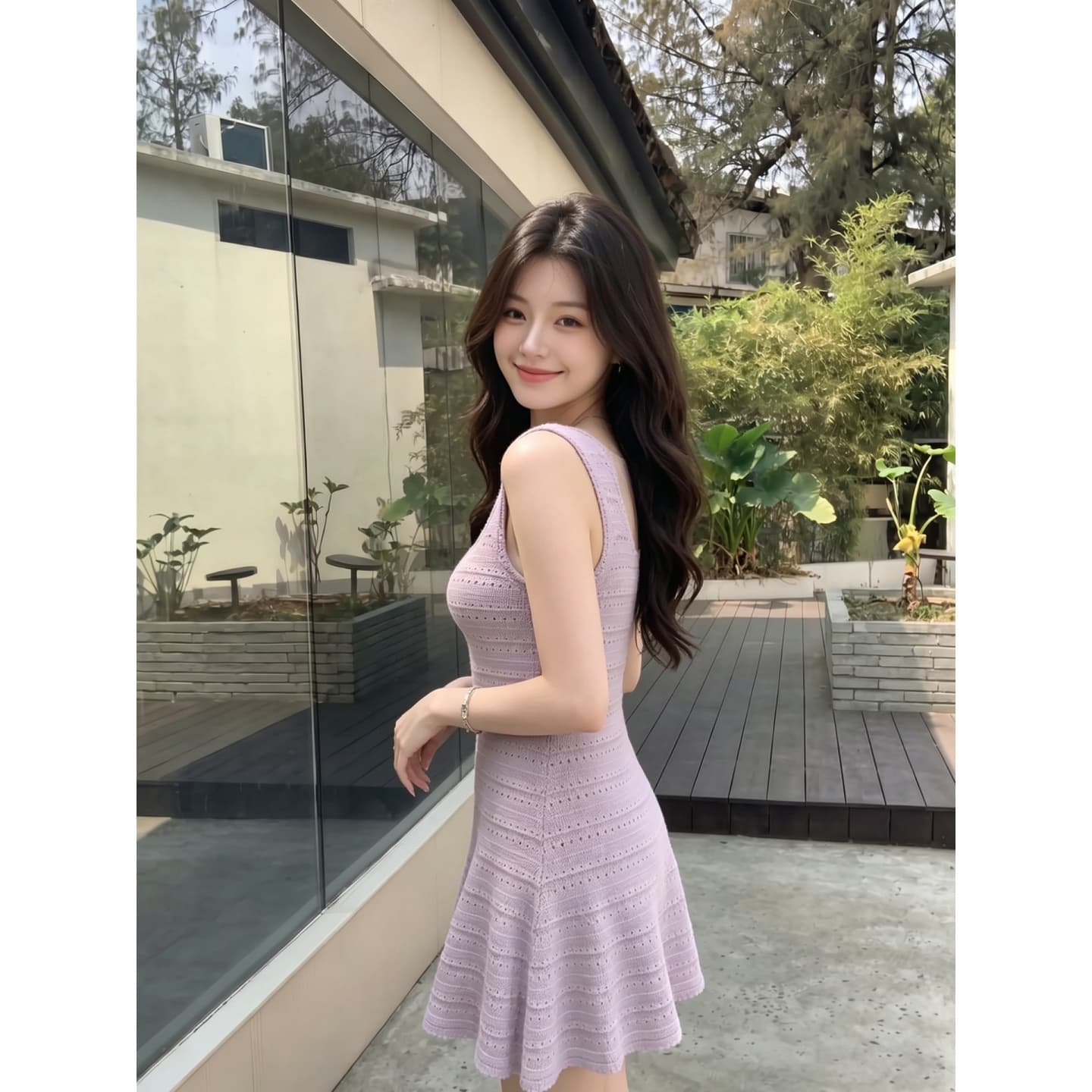 여름 새로운 한 부서 부드러운 바람 작은 샤넬 스타일 니트 슬립 드레스 허리 수축 슬림해 보이는 민소매 조끼 원피스 이미지 6