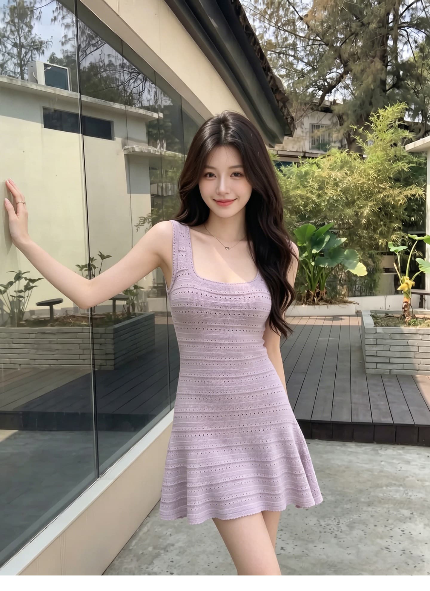 여름 새로운 한 부서 부드러운 바람 작은 샤넬 스타일 니트 슬립 드레스 허리 수축 슬림해 보이는 민소매 조끼 원피스 상세 이미지 2