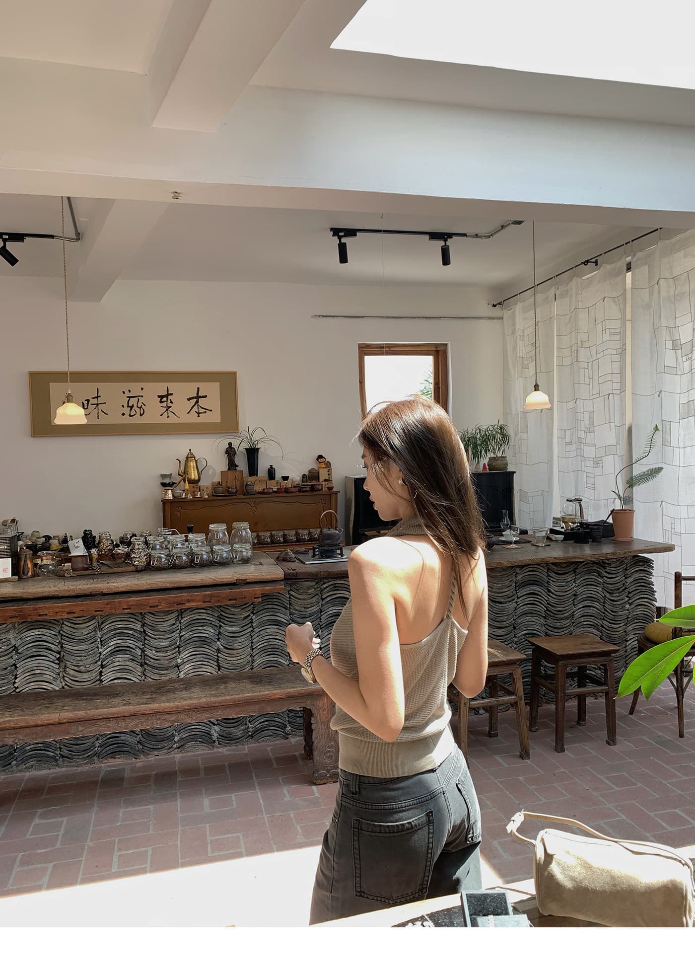 행침 목 흔들다 칼라 니트 조끼 여성 여름 새로운 민소매 백리스 몸매 가꾸기 슬림해 보이는 순수한 욕망 바람 품격 허리 수축 맨위 상세 이미지 7