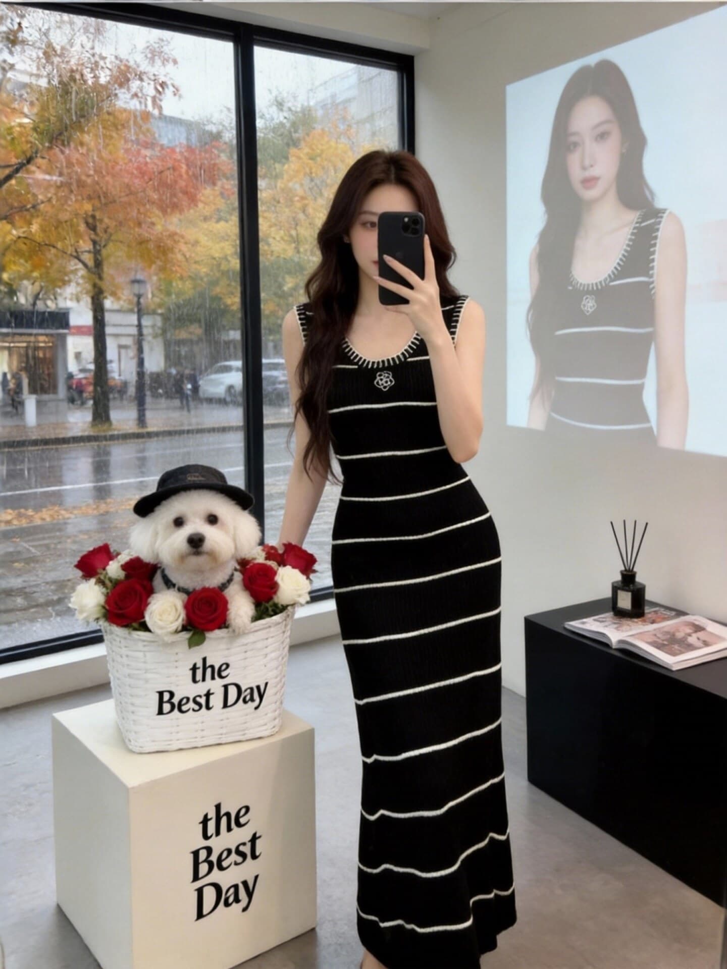 2026 스트라이프 니트 조끼 여성 드레스 여름 새로운 민소매 라운드 넥 몸매 가꾸기 슬림해 보이는 품격 타이트 스커트 롱 스커트 상세 이미지 1
