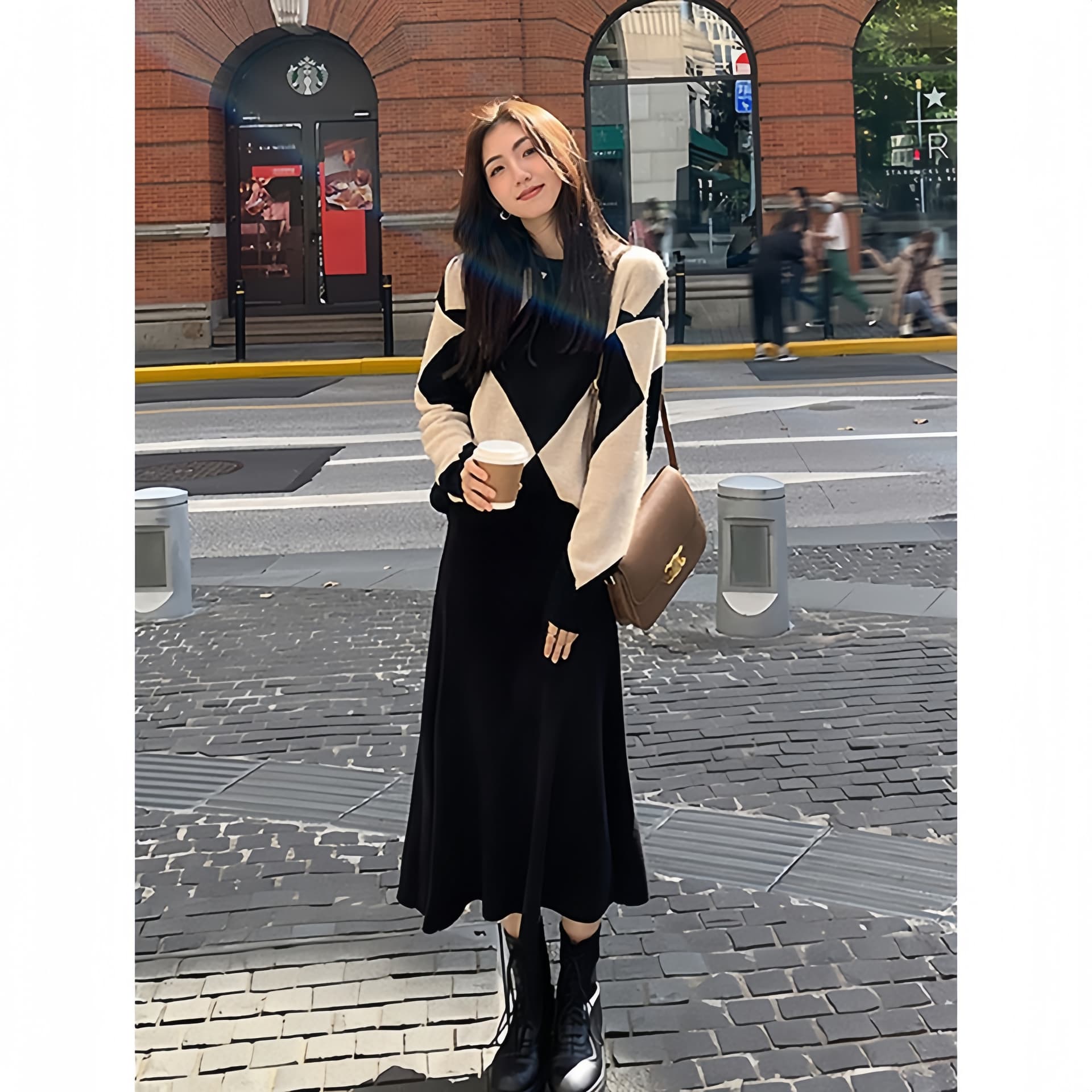 작은 샤넬 스타일 로얄 자매 숙녀 고급 센스 링 그리드 스웨터 세트 가을 새로운 인어 꼬리 반신 스커트 니트 투피스 세트