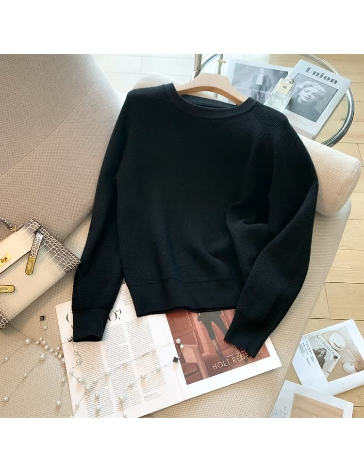 유럽 상품 미니멀리즘 빛 럭셔리 고급 센스 단색 스웨터 세트 가을 새로운 패션 캐주얼 바지 니트 투피스 세트 상세 이미지 33