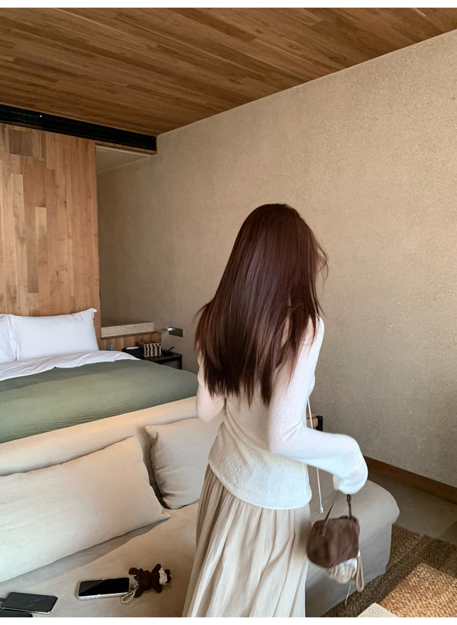 V넥 레이스업 질감 센스 긴팔 맨위 여성 부드러운 나팔 소매 얇은 스타일 통기성 슬림해 보이는 분위기 센스 만나는 작은 셔츠 상세 이미지 10