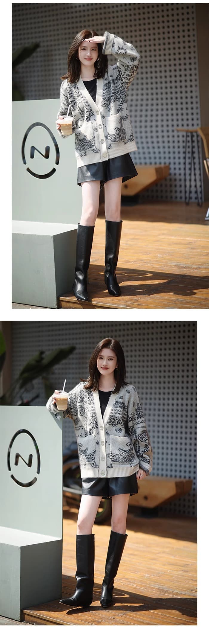 무거운 작업 V넥 자카드 느긋한 바람 부드러운 찹쌀 스웨터 여자 가을 루즈핏 니트 오픈 가디건 고급 디자인 센스 재킷 트렌디 상세 이미지 23