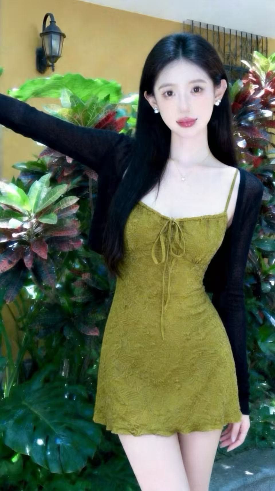 tongiiuu 웨이 팬 모니카 레트로 휴가 질감 슬립 여성 드레스 허리 수축 슬림해 보이는 한 마디 미니 스커트 상세 이미지 15