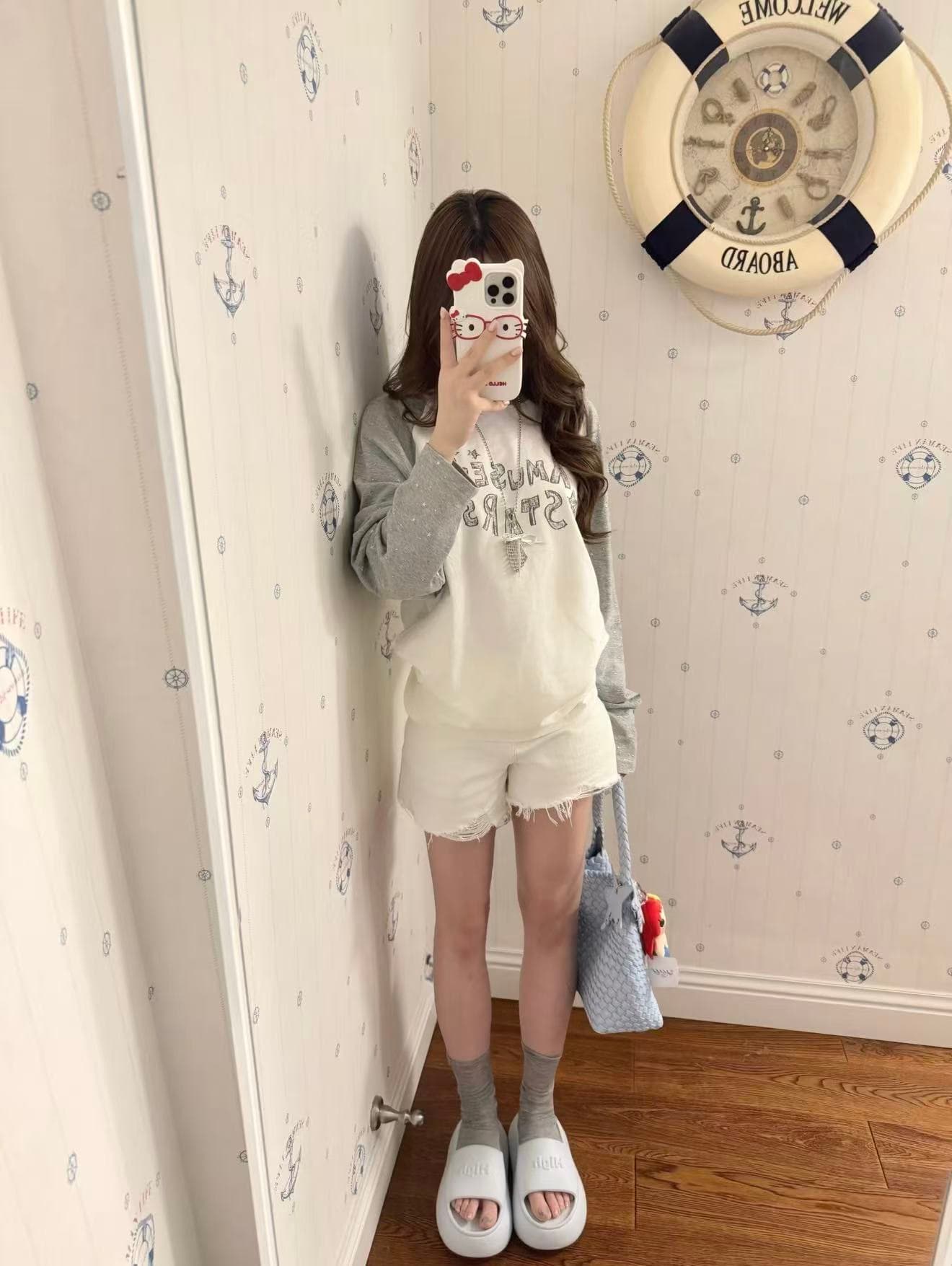 f426 공식 가게 가을 새로운 별 싸움 플러그 어깨 긴팔 티셔츠 이미지 3