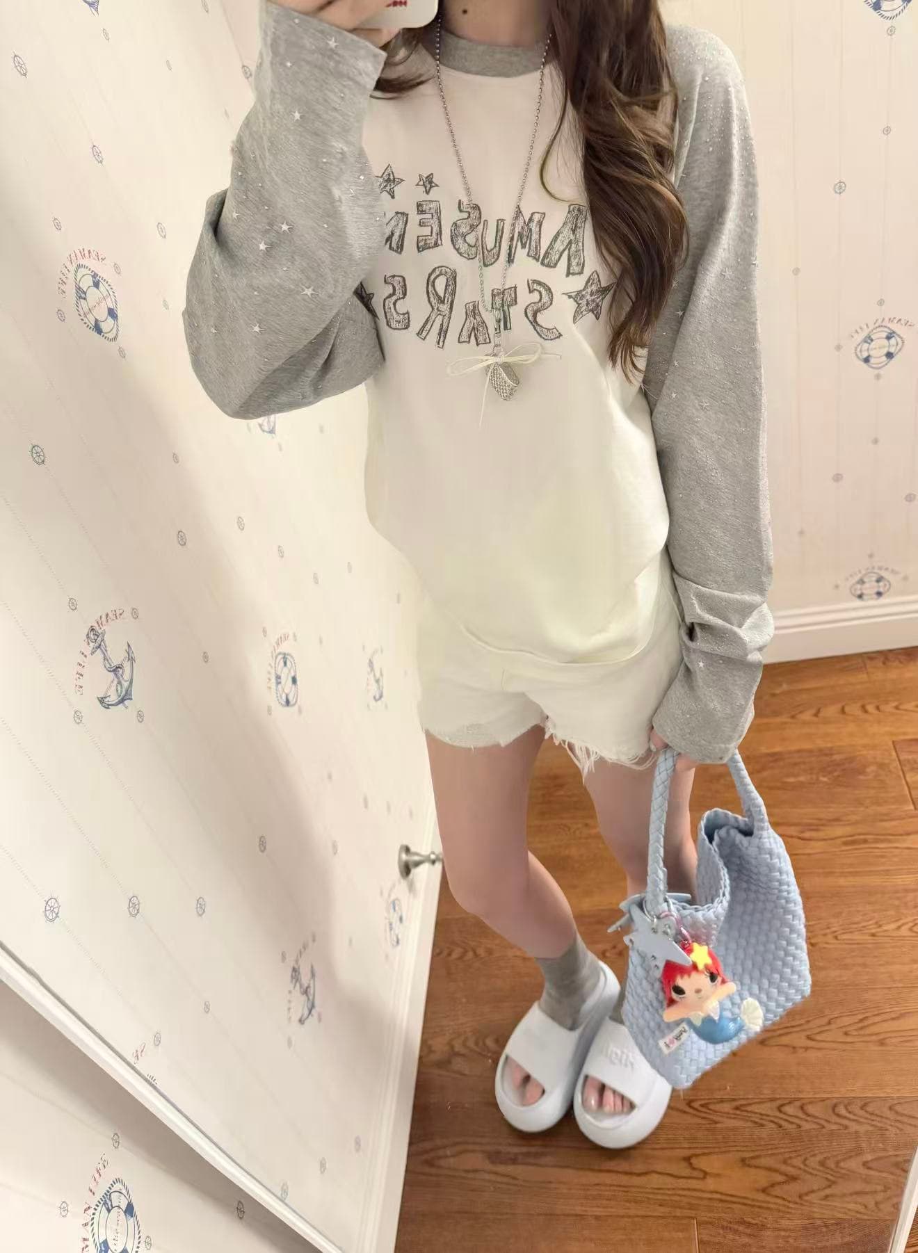 f426 공식 가게 가을 새로운 별 싸움 플러그 어깨 긴팔 티셔츠 상세 이미지 6