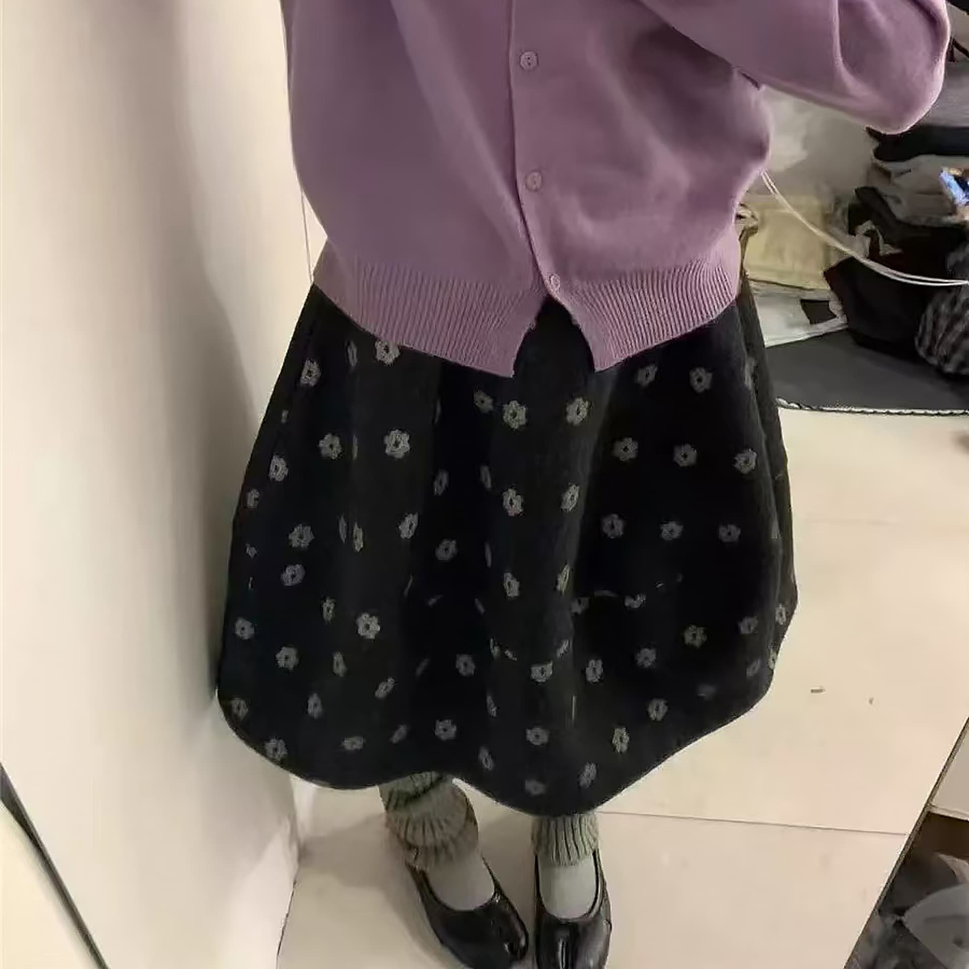 실사 한 부서 패션 연령 감소 레트로 반신 스커트 여성 하이웨이스트 한 마디 미니 스커트 슬림해 보이는 작은 키 다용도 꽃밭 치마 상세 이미지 5