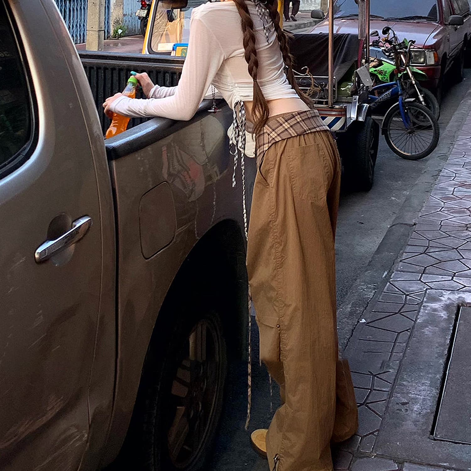 레트로 출퇴근 바람 워크웨어 바람 와이드 레그 팬츠 디자인 센스 품격 여성 하이웨이스트 루즈핏 캐주얼 바지 자이언트 표지 넓적 다리 스트레이트 팬츠 상세 이미지 11