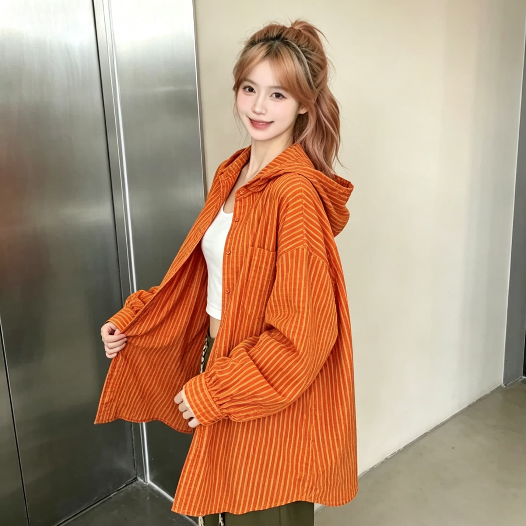 2026 가을 여성 코트 레트로 체크무늬 후드 자외선 차단 의류 여성 새로운 오픈 가디건 디자인 센스 루즈핏 슬림해 보이는 맨위 상세 이미지 4