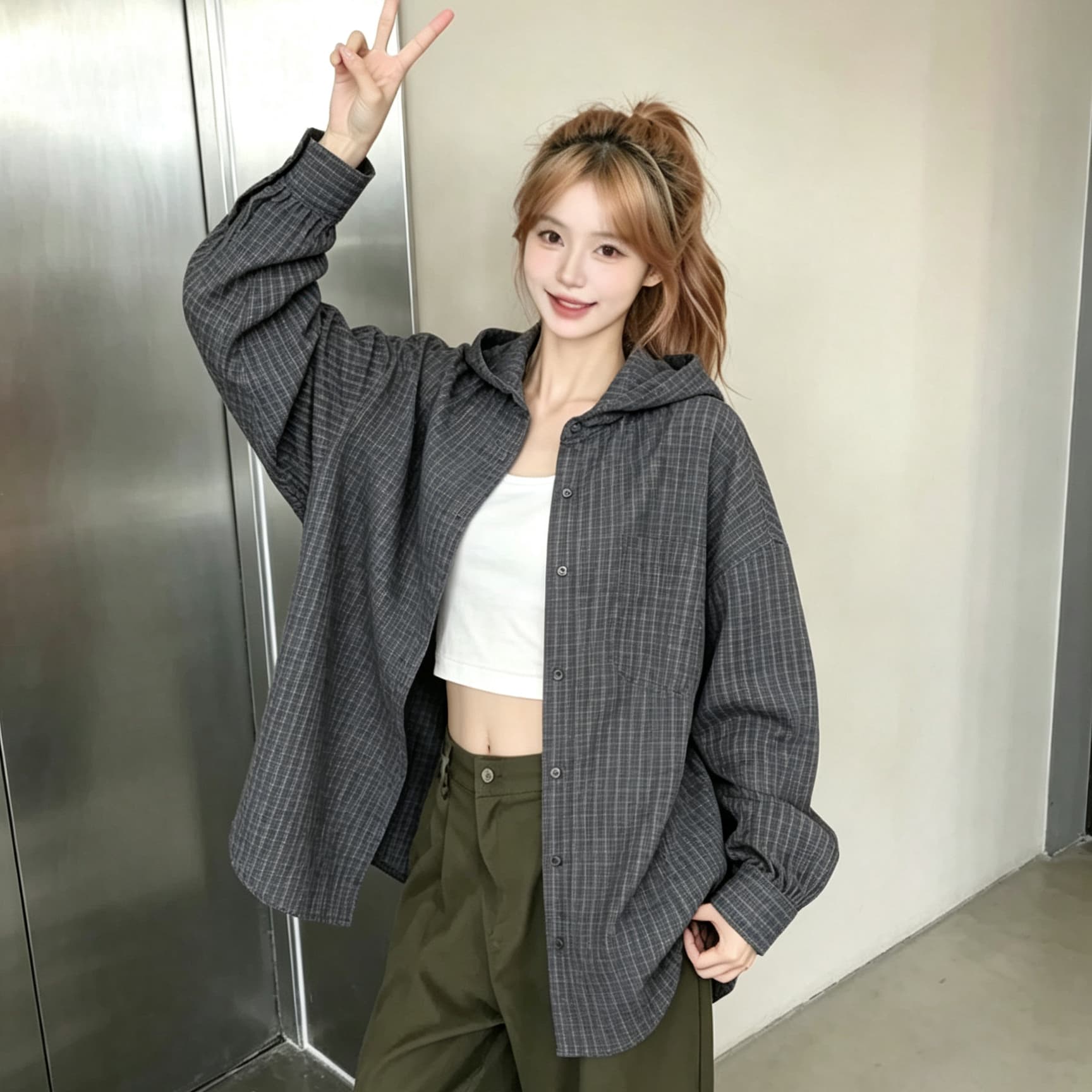 2026 가을 여성 코트 레트로 체크무늬 후드 자외선 차단 의류 여성 새로운 오픈 가디건 디자인 센스 루즈핏 슬림해 보이는 맨위 상세 이미지 9