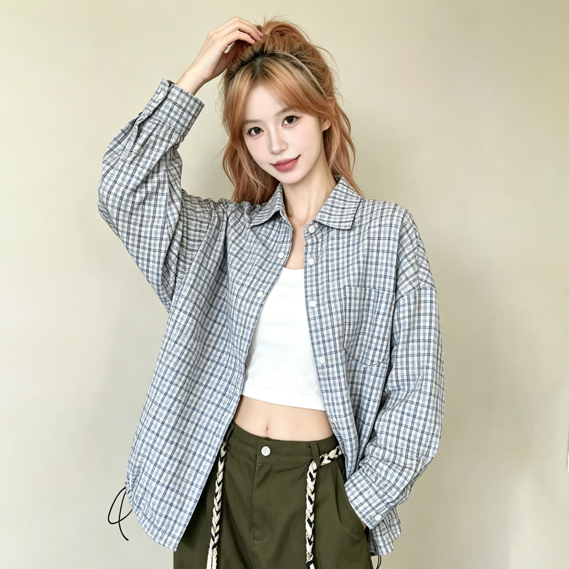 스트라이프 체크무늬 여성 셔츠 2026 년 가을 새로운 긴팔 셔츠 출퇴근 고급 센스 빛 럭셔리 이른 가을 맨위