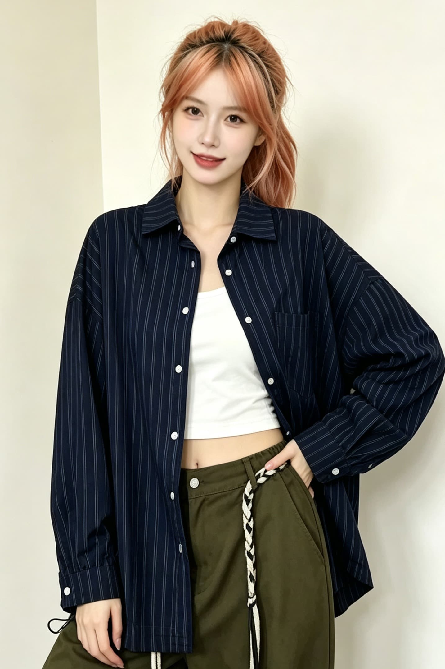 스트라이프 체크무늬 여성 셔츠 2026 년 가을 새로운 긴팔 셔츠 출퇴근 고급 센스 빛 럭셔리 이른 가을 맨위 이미지 5