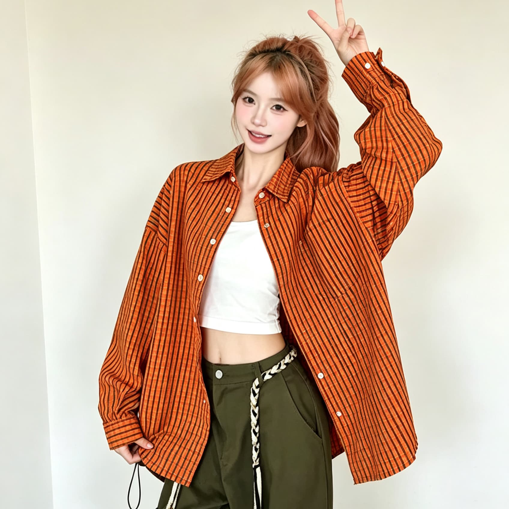 스트라이프 체크무늬 여성 셔츠 2026 년 가을 새로운 긴팔 셔츠 출퇴근 고급 센스 빛 럭셔리 이른 가을 맨위 상세 이미지 4