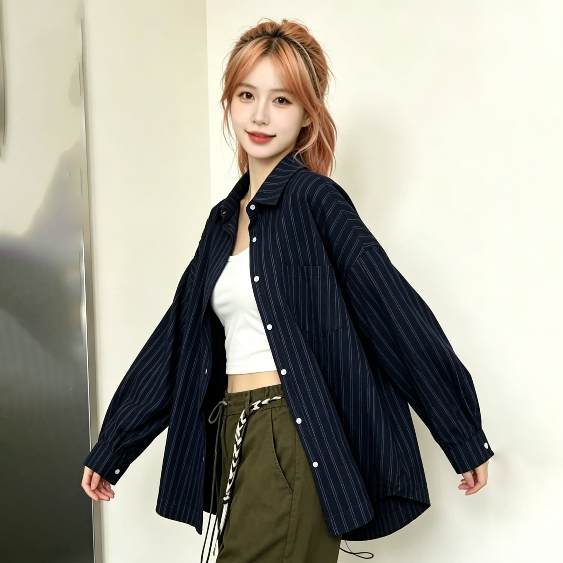 스트라이프 체크무늬 여성 셔츠 2026 년 가을 새로운 긴팔 셔츠 출퇴근 고급 센스 빛 럭셔리 이른 가을 맨위 상세 이미지 5